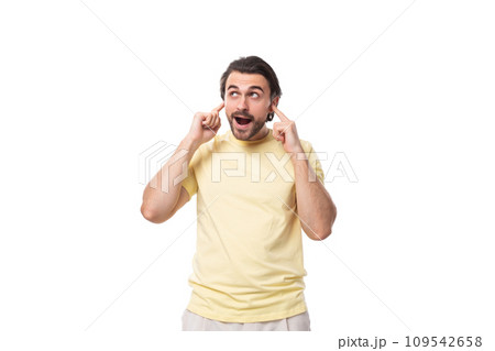 young successful leader european man with beard and mustache thinks over development 109542658