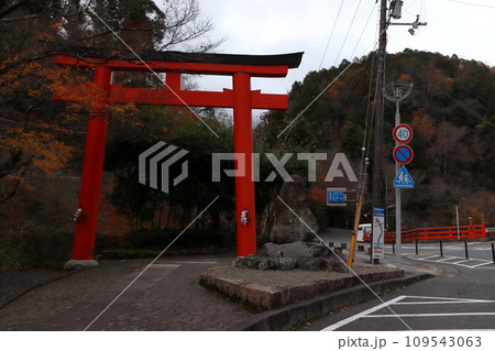 秋の貴船神社:一の鳥居(京都市左京区) 秋の貴船神社:一の鳥居(京都市左京区) 109543063