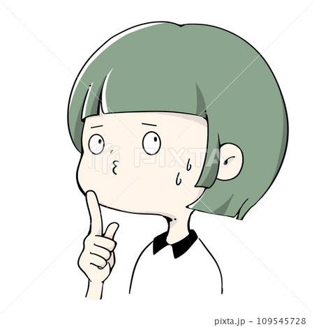 思い出せなくて焦っている女の子のイラストのイラスト素材 [109545728] - PIXTA