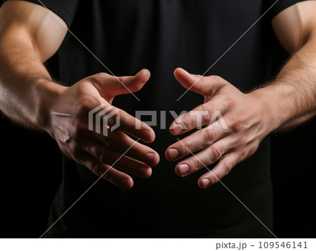 手で絞める動作をする男性 109546141
