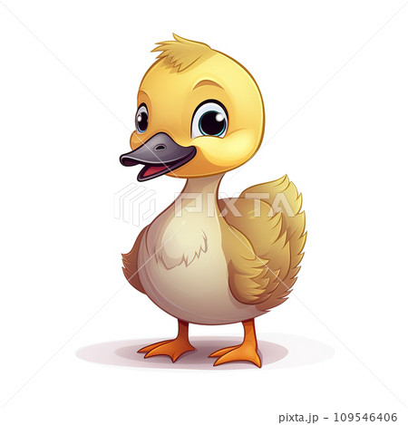 Cute duckling isolated on white background. Cartoon illustration. 109546406