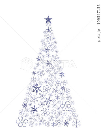 青雪クリスマスツリー白背景 109547158