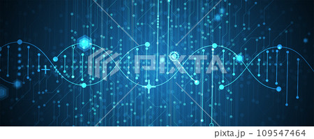 Abstract artificial intelligence DNA technology. Science and social concept.  Futuristic connection structure with cell background 109547464