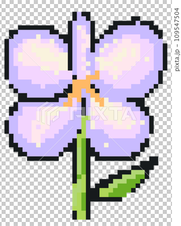 Pixel flowers. Pixel art flowers for pattern, background, decoration. Pixelated pink flowers elements illustration  109547504