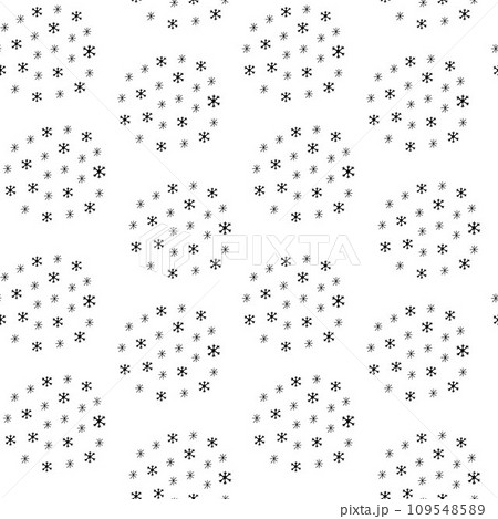 Snowflakes balls seamless pattern in black doodle style. Cool winter wallpaper for prints. 109548589