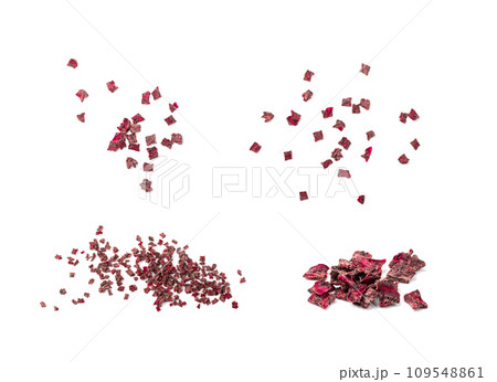 Dry Beetroot Cubes Isolated Dry Beetroot Cubes Isolated 109548861