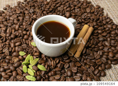 Cardamom Coffee, Cardamon Drink, Black Coffee with Kardamon, Cardamum Spice Beverage, Natural Tonic 109549164