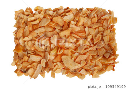 Dry Garlic Slices, Crispy Fried Cloves Pile Closeup, Roasted Grilled Garlic Flakes, Clove Chip Group 109549199