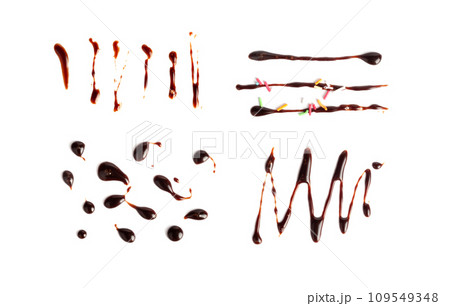 Chocolate Sauce Smear Isolated, Choco Sauce Drop, Cream Line, Melt Chocolate Drizzle 109549348