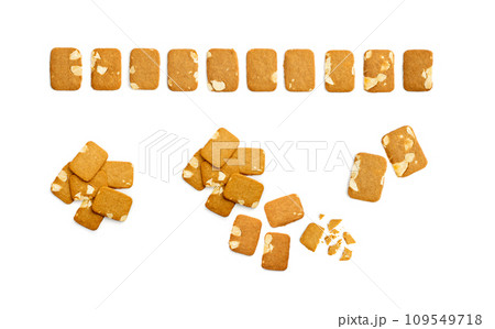 Ginger Snap Isolated, Rectangular Ginger Nut, Biscuit Square Cookies Ginger Snap Isolated, Rectangular Ginger Nut, Biscuit Square Cookies 109549718
