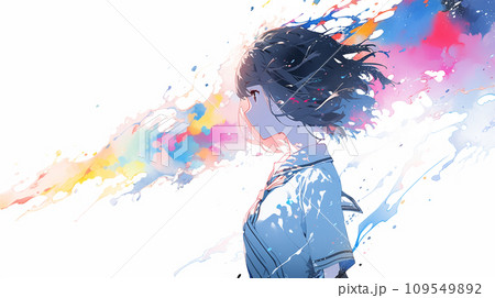 横顔の女性イラスト カラフル AI画像 横顔の女性イラスト カラフル AI画像 109549892