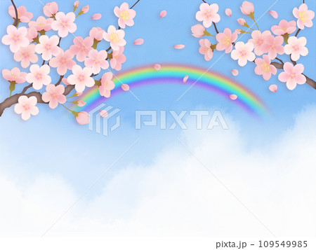 青空に桜の花のある風景 109549985