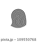 Stylized Finger print black and white icon. Fingerprint lock secure concept. Security logo vector icon illustration of unique fingerprint. 109550768