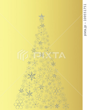 銀雪クリスマスツリー黄背景 銀雪クリスマスツリー黄背景 109551751