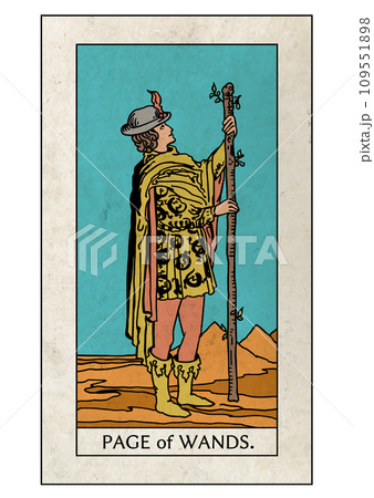 ライダー版タロット　小アルカナ　ワンドのペイジ 109551898