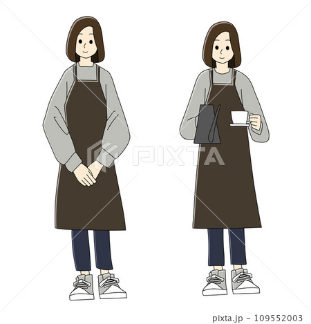 女性　コーヒー店員　立ち姿のセット　カラー　その3 109552003