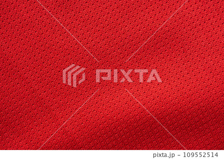 Red sports clothing fabric football jersey texture close up 109552514