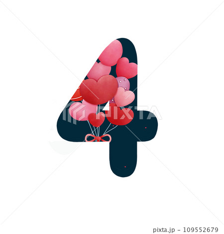Number four with Heart balloon 109552679