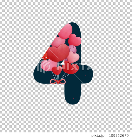 Number four with Heart balloon 109552679