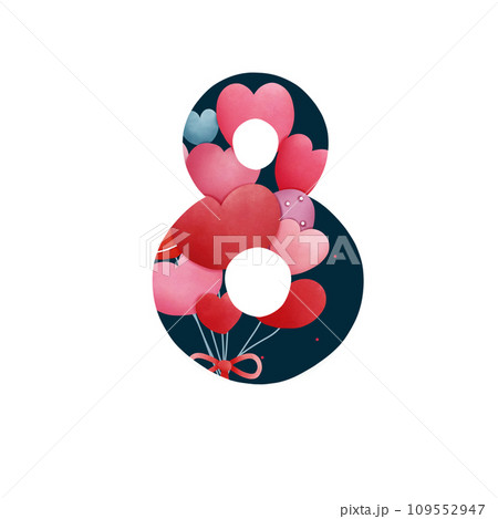 Number eight with Heart balloon Number eight with Heart balloon 109552947