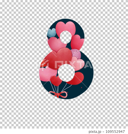 Number eight with Heart balloon Number eight with Heart balloon 109552947