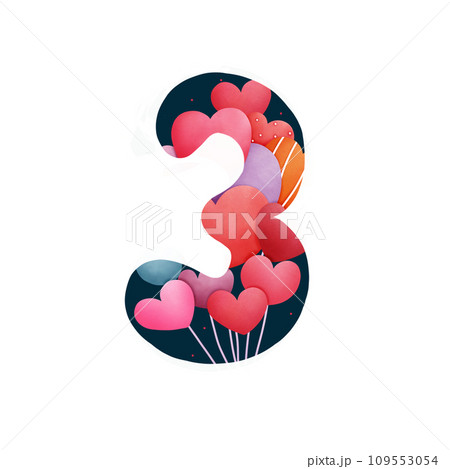Number three with Heart balloon Number three with Heart balloon 109553054