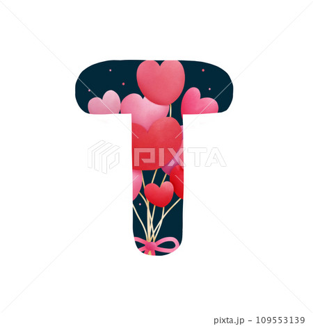 Alphabet letter I with Heart balloon 109553139