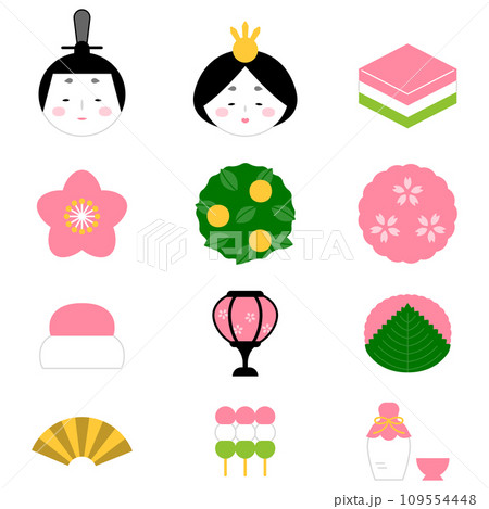 ひなまつりのアイコン イラストセット ひなまつりのアイコン イラストセット 109554448