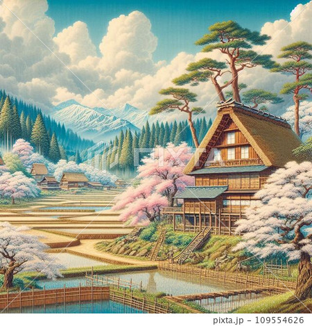 日本の伝統的な風景写真 日本の伝統的な風景／Traditional Japan contentsのイラスト素材