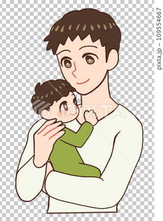 Illustration of a man/father raising children 109554667