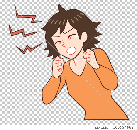 Illustration of a mother who is exhausted from childcare and cries 109554668