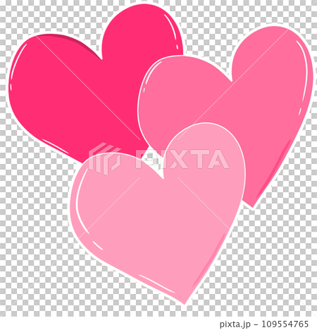 three valentine hearts in pink tone, minimal heart by hand drawn 109554765
