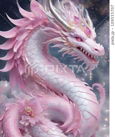 桃 龍 縁結び 桃龍・ピンクドラゴン No 41 開運 風水 絵画風
