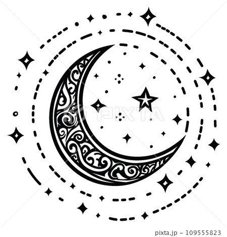 crescent moon line art crescent moon line art 109555823
