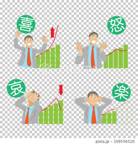 資産運用で喜怒哀楽する男性の素材 109556520