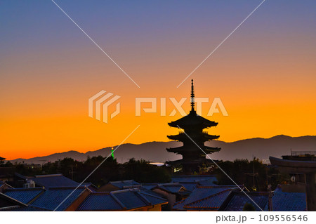 【京都府】11月・八坂の塔と京都の街並み 109556546
