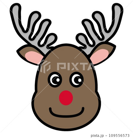 赤鼻のトナカイの顔のイラスト 109556573
