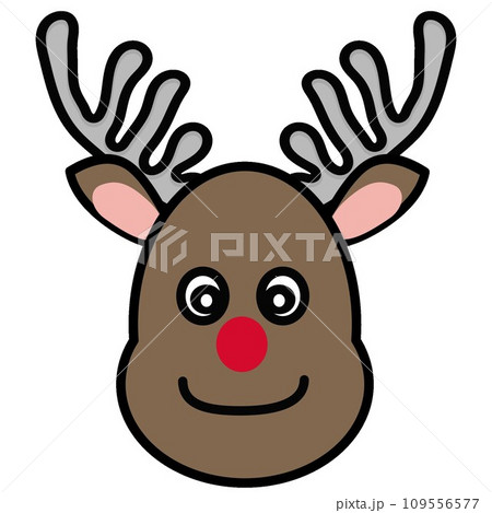 赤鼻のトナカイの顔のイラスト 109556577