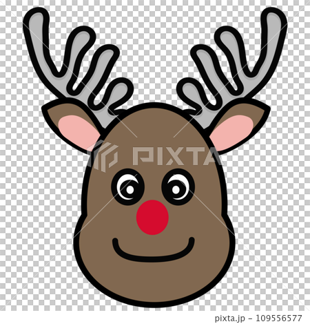 赤鼻のトナカイの顔のイラスト 109556577