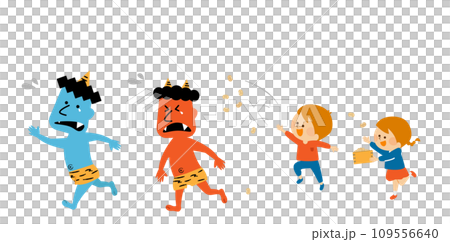 節分惡魔與兒童插畫素材 節分惡魔與兒童插畫素材 109556640