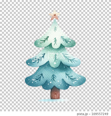 Watercolor Christmas Tree On isolated background 109557249