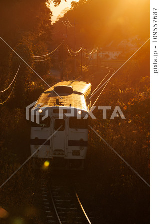 夕暮れを走るディーゼルカー〜JR日田彦山線キハ47系 109557687