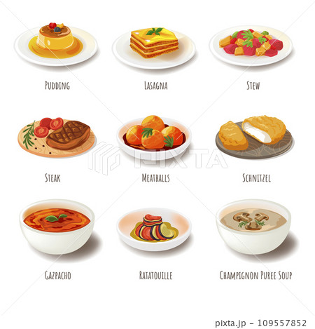 European cuisine, menu for restaurant and canteen 109557852