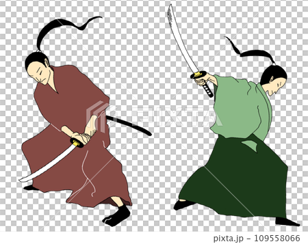 一個武士向下揮劍，一個武士向外揮劍 109558066