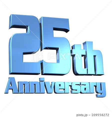 3DCG文字「25th Anniversary/25周年」ブルー,青 3DCG文字「25th Anniversary/25周年」ブルー,青 109558272