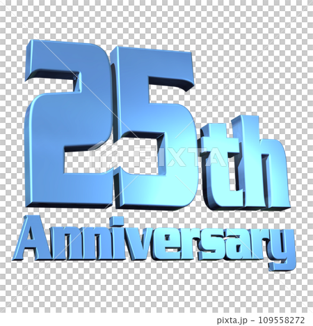 3DCG文字「25th Anniversary/25周年」ブルー,青 3DCG文字「25th Anniversary/25周年」ブルー,青 109558272
