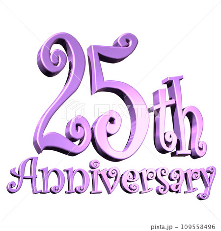 3DCG文字「25th Anniversary/25周年」パープル,紫 109558496