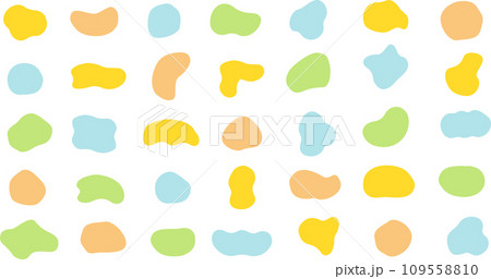 カラーのゆるい手描きの円や楕円の素材セット 109558810