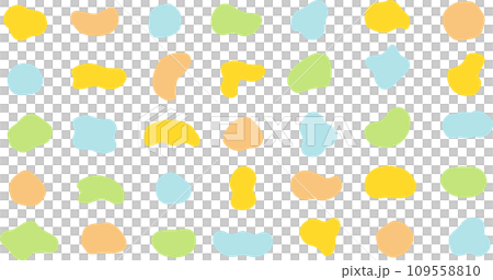 Material set of loosely colored hand-drawn circles and ovals 109558810