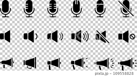 麥克風、擴音器剪影圖示集 109558828